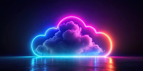 Obraz premium Abstract cloud illuminated by neon lights , render, glowing, colorful, modern, digital art, vibrant, illuminated