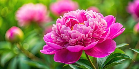 Obraz premium Close-up of a vibrant pink peony flower in full bloom, peony, pink, flower, close-up, vibrant, petals, plant, nature, blossom
