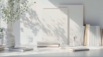 Minimalist Home Office Workspace with Natural Light and Greenery