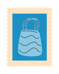 postage stamp blue bag