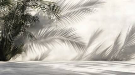 Serene Palm Shadow Minimalist  Backdrop