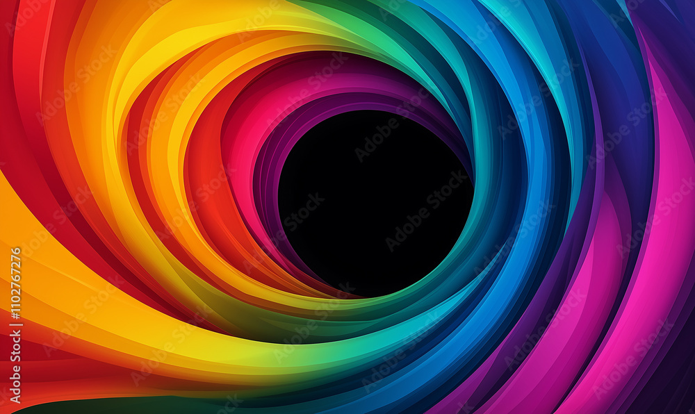 Wall mural a colorful rainbow-like light, with flowing lines and curves on a dark background, creating an abstr
