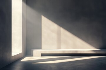 Obraz premium Minimalist space with soft shadows modern room photography interior perspective aesthetic