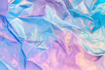 Holographic gradient background with a hologram effect, featuring pastel colors of blue, purple,...