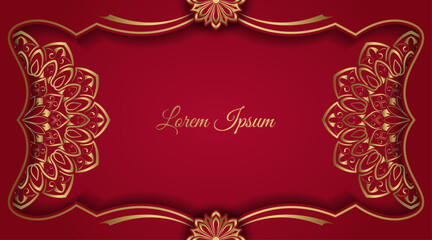 Red background with golden mandala ornament