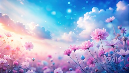 Obraz premium Delicate hues dance from cerulean to coral, creating a calming pastel gradient.