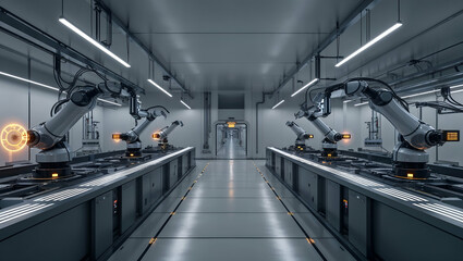 Advanced robotics in a modern automation facility showcasing multiple robotic arms at work