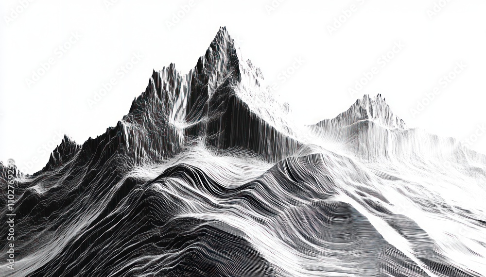 Aufkleber abstract and graphical interpretation of mountain lines