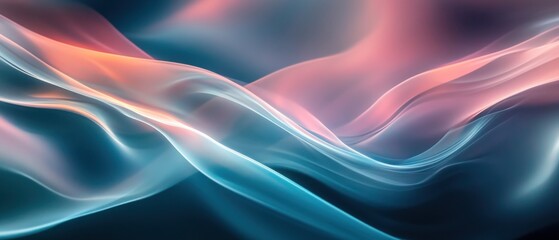 Fototapeta premium Wavy, flowing lines that look like ocean waves, using gentle shades of blue and teal, form a rhythmic pattern.