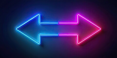 Abstract minimalist render of two neon arrows approaching each other in a contradiction concept, render, abstract