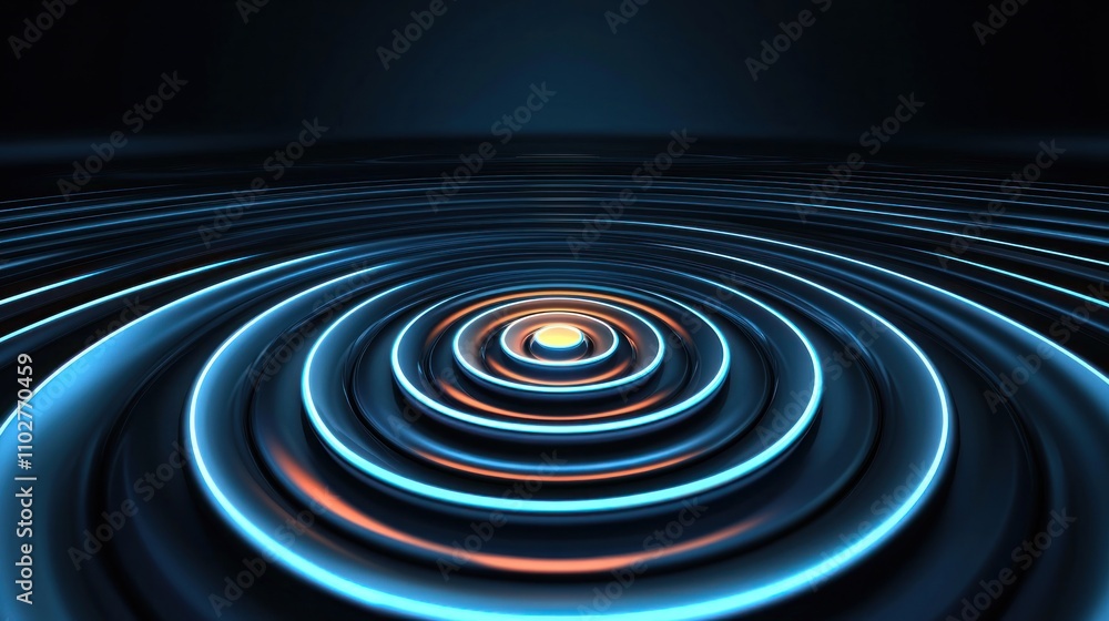 Poster a visual representation of a focus point, with concentric circles converging toward a center point, 