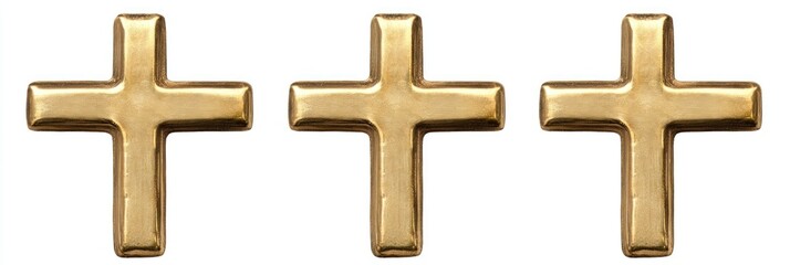 Obraz premium golden crosses isolated on white background.