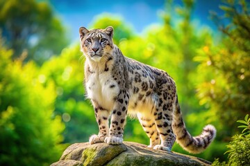 Obraz premium Explore the beauty of the Irbis, a snow leopard, through captivating zoo photography.
