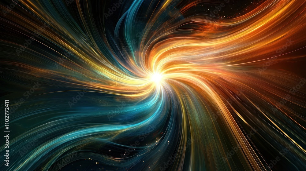 Aufkleber an abstract image representing focus, with swirling lines converging towards a single bright point i