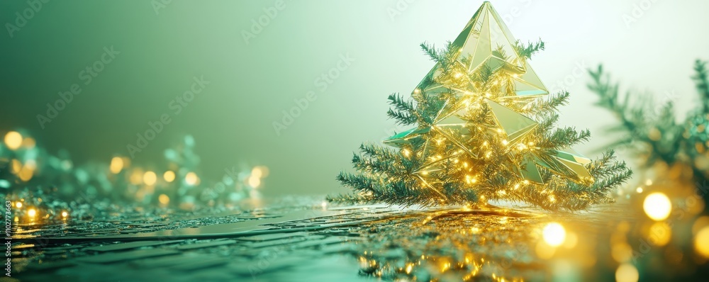 Aufkleber minimalist angular tree design with soft lighting
