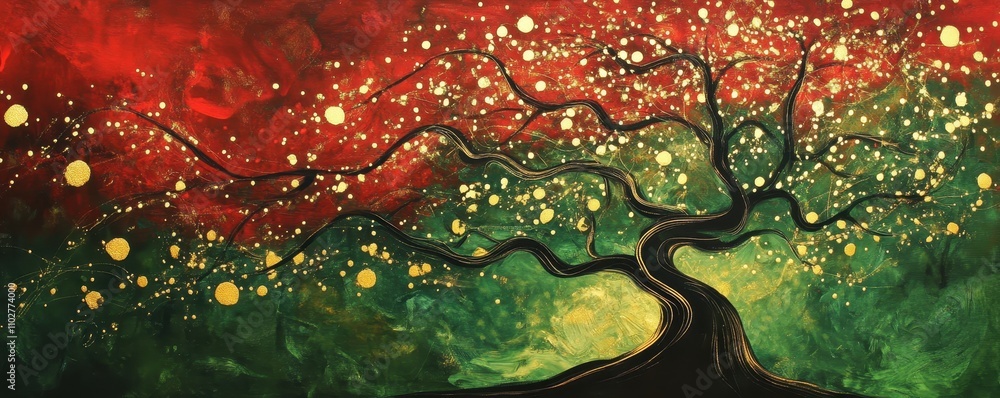 Poster dynamic abstract tree art with vivid colors