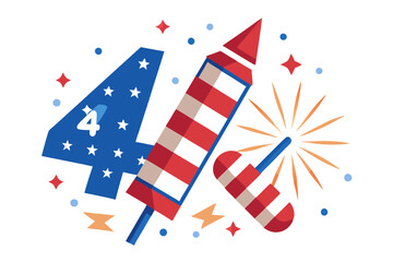 Minimalist 4th of July Firecrackers Vector