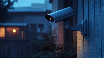 Nighttime Security Camera Surveillance System on Residential Building Exterior