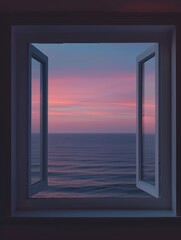 Framed Sunset Over the Ocean