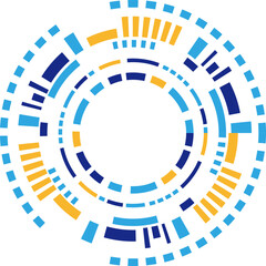 Abstract technology righ circle in blue and yellow.