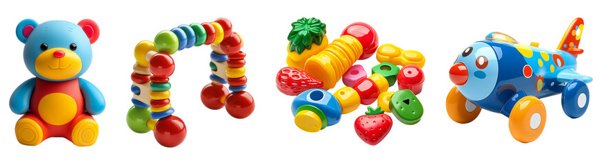 Collection Baby Toys Isolated On Transparent Background