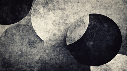 Abstract grayscale textured background with overlapping circles.