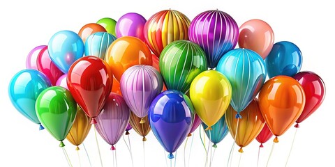 Set of colorful balloons, detailed artwork, blank space for your message.