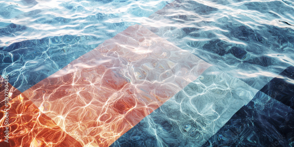 Poster creating geometric pattern art with transparent layers in ocean tones a warm artistic exploration of