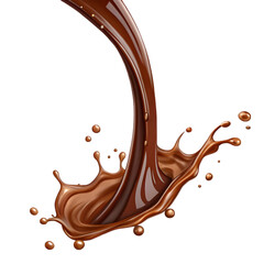 Psd chocolate round swirl splash and drops isolated on background