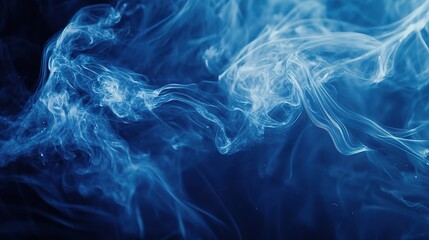 Fototapeta premium Ethereal Blue Smoke Flowing Through Dark Background