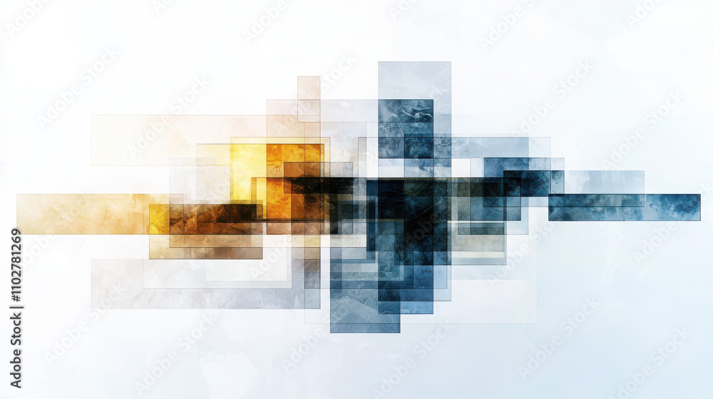 Poster Creating modern abstract compositions with transparent squares in a cool environment for artistic inspiration