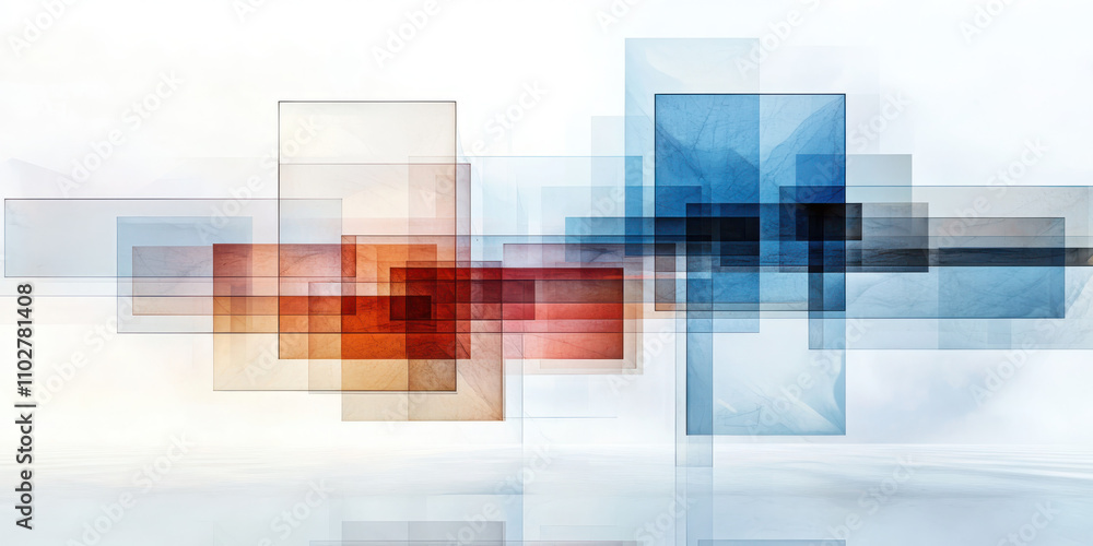 Poster layering modern geometric abstraction in a foggy environment clean layout artistic perspective visua