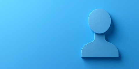 Register and verification concept. Blue silhouette of a person against a solid blue background.