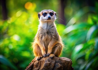Obraz premium This meerkat's majestic pose on the stump is all about attitude.