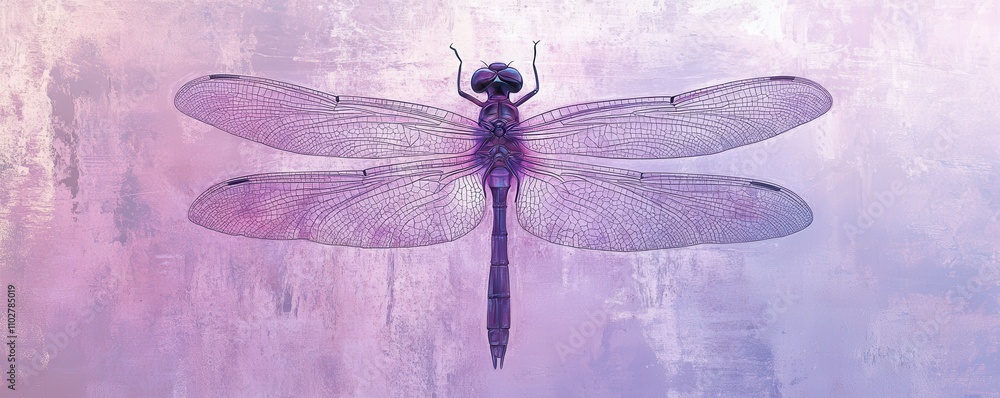 Poster abstract dragonfly with fragmented design