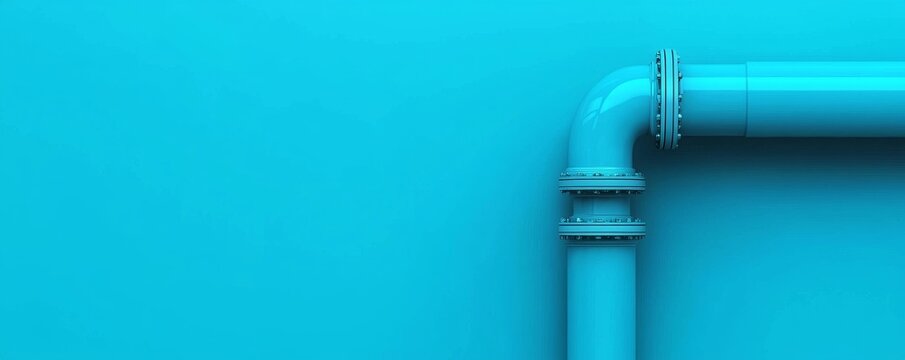 Blue pipes on a vibrant turquoise background.