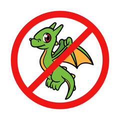 No Dragon Sign on White Background