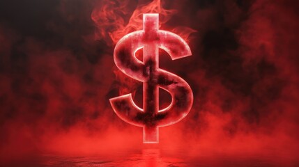 Fiery Dollar Sign in a Smoky Inferno: A Symbol of Burning Ambition and Financial Power