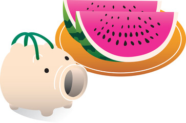 ブタの蚊取り線香とスイカ  © FACTORIE