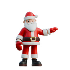 Santa Claus pointing to one side 3D Christmas Illustration