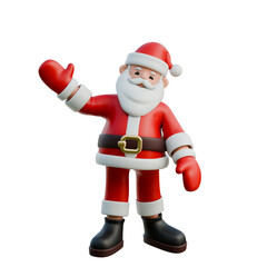 Santa Claus waving with a big smile 3D Christmas Illustration