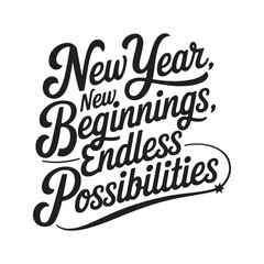 Handwritten brush-type lettering of Happy New Year 2025, Silhouette Calligraphy typography.