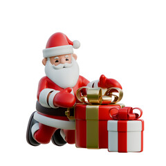Santa Claus wrapping presents 3D Christmas Illustration