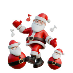 Santa Claus dancing with joy 3D Christmas Illustration