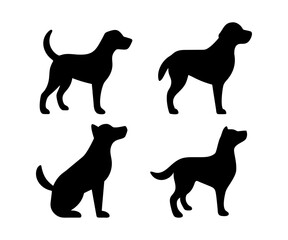 Dog silhouette set vector illustration on white background