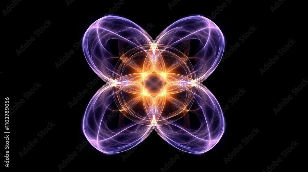 Aufkleber abstract fractal design with flowing light trails in vibrant colors creating a symmetrical floral pa