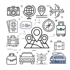 Travel and tourism vector icons collection. Travel icons pack.