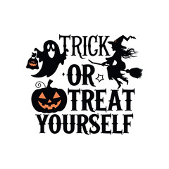 Happy Halloween Silhouette lettering calligraphy typography with bats, spiders, and pumpkins. Vector