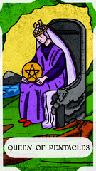 Obraz premium Tarot card queen of pentacles arcana minor