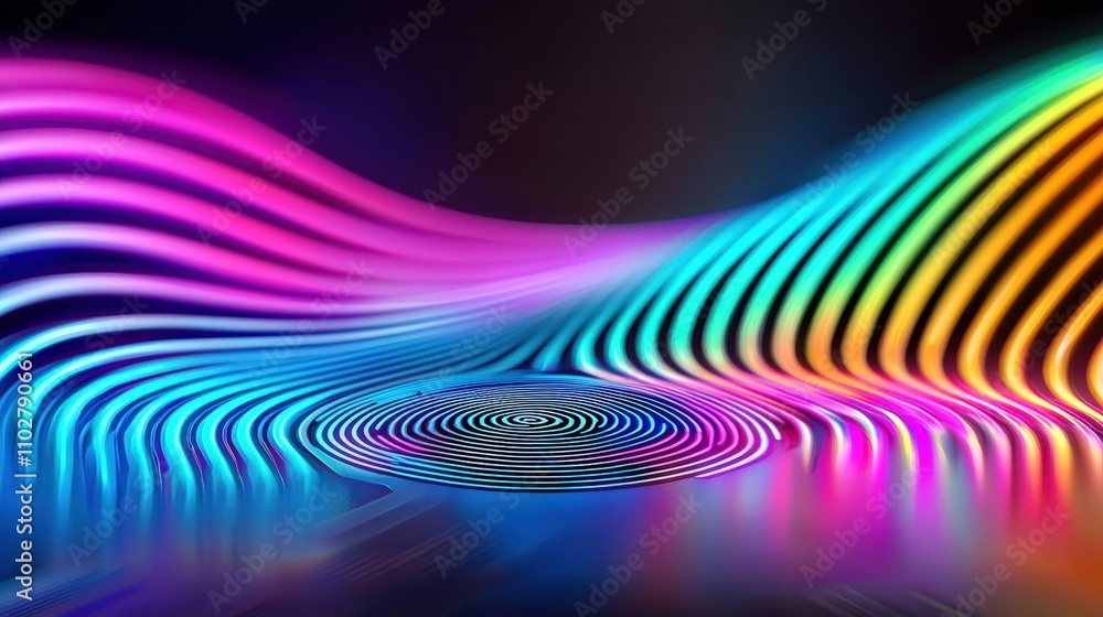 Poster abstract neon waves digital fingerprint circuit board tech background